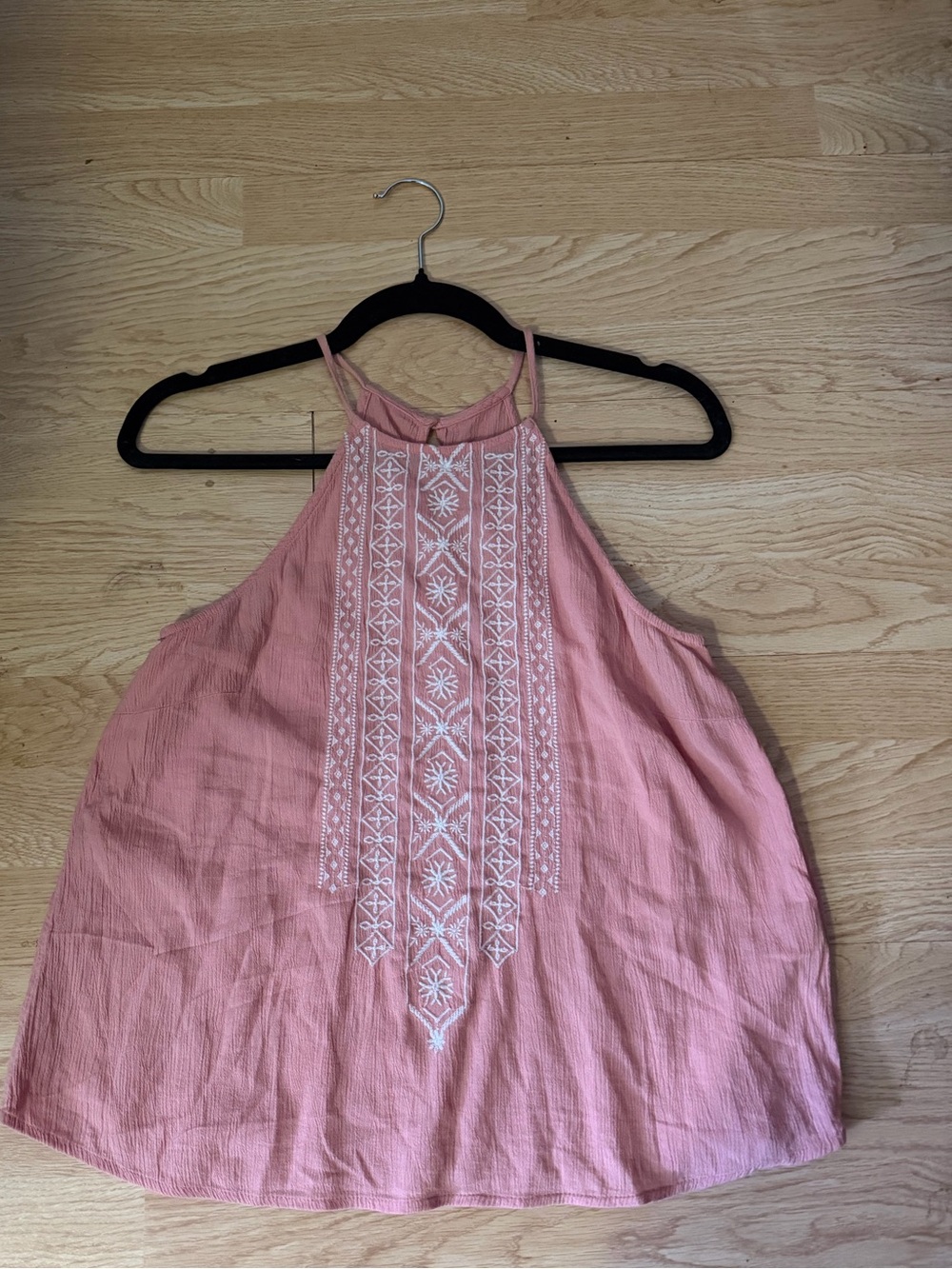 Abercrombie & Fitch Pink Embroidered Gauze Flowy Boho Tank Blouse Size XS